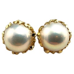 Boucles d'oreilles en or jaune 14K avec perles Mabe #21943