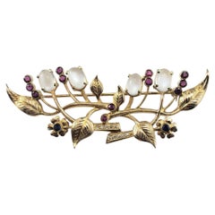 14 Karat Yellow Gold Multi Gemstone Floral Brooch #22387