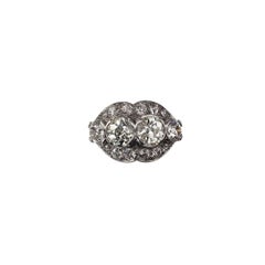 Platin Diamant Vintage Style Verlobungsring Größe 5,75  #22385