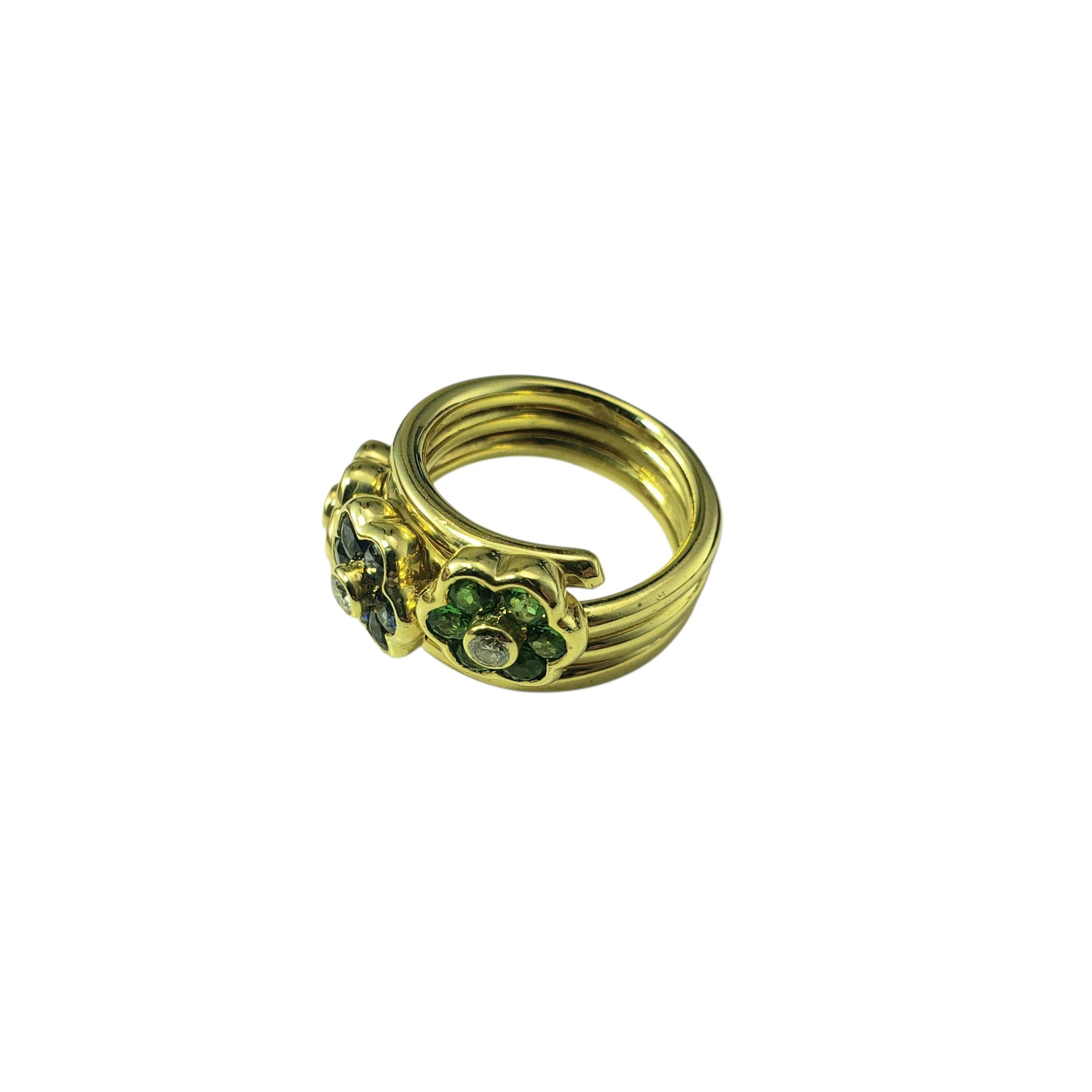Taille brillant Bague en or jaune 14 carats avec motif de fleur en pierres précieuses Taille 6  #22367 en vente