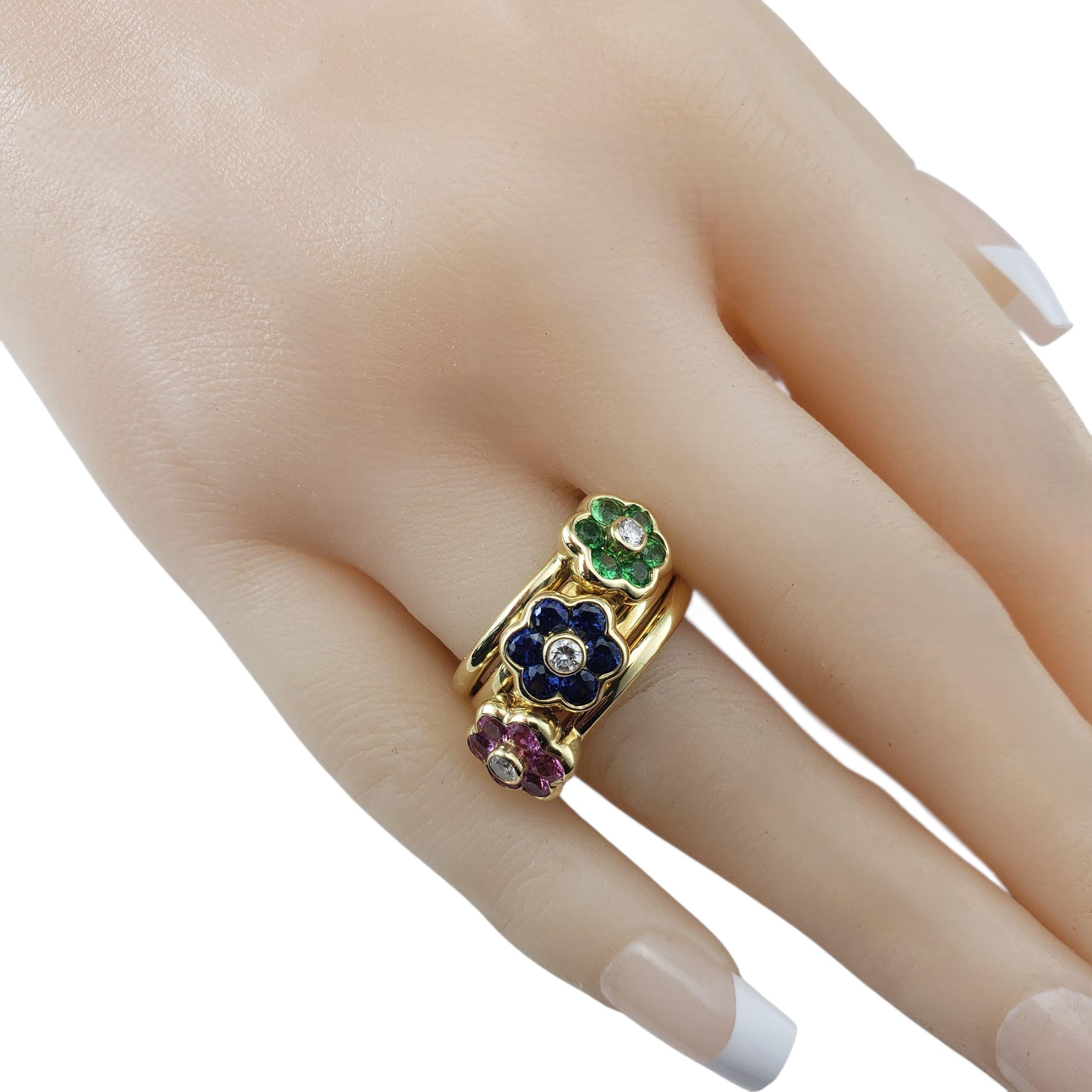 Bague en or jaune 14 carats avec motif de fleur en pierres précieuses Taille 6  #22367 en vente 2