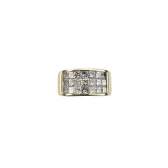 Anello a fascia larga in oro giallo 14 carati con diamante taglio principessa, misura 9 #22370