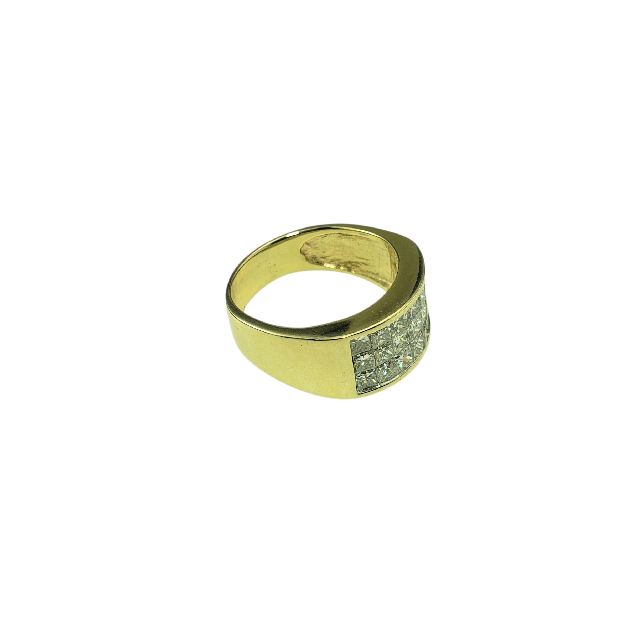 Donna Anello a fascia larga in oro giallo 14 carati con diamante taglio principessa, misura 9 #22370 in vendita