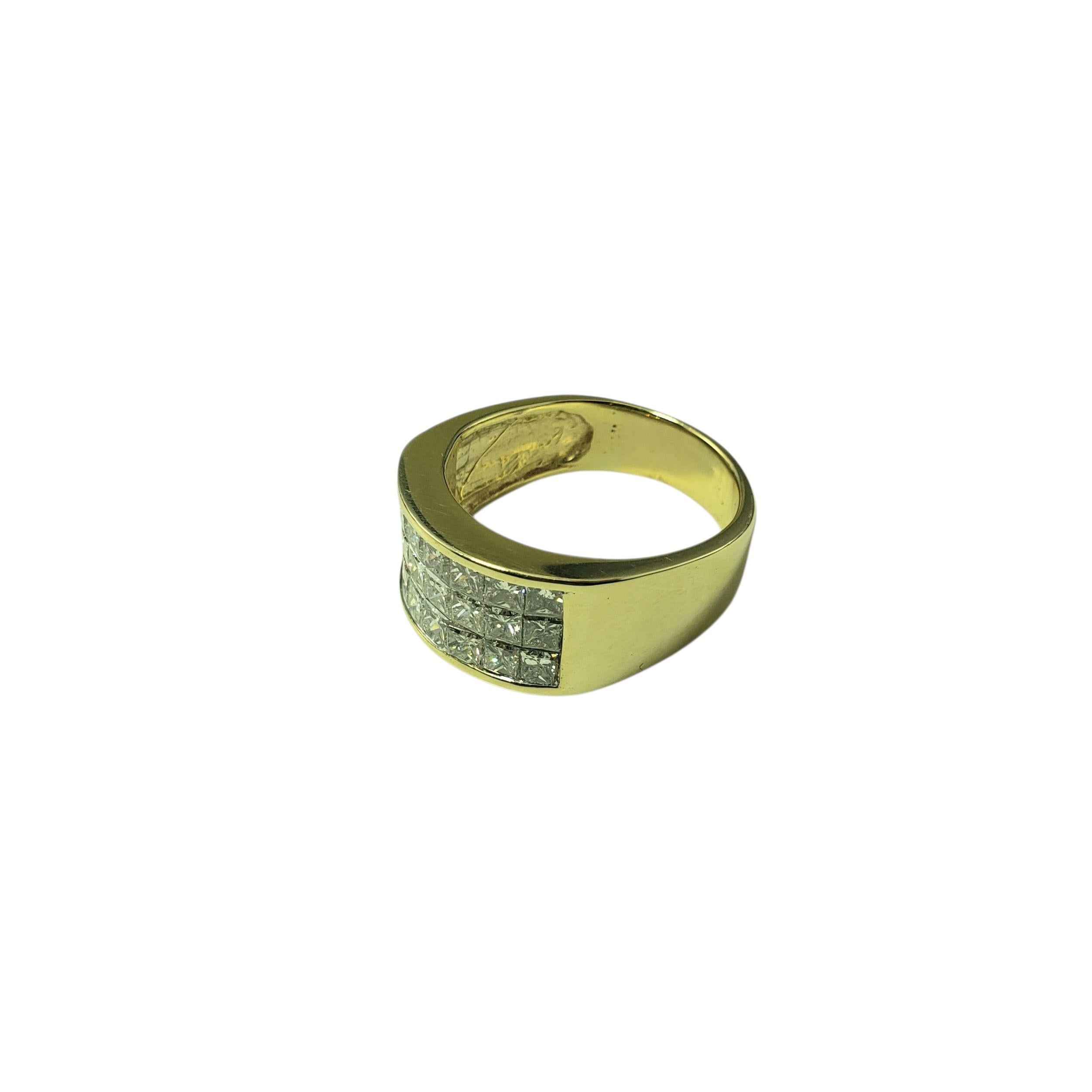 Anello a fascia larga in oro giallo 14 carati con diamante taglio principessa, misura 9 #22370 In condizioni buone in vendita a Washington Depot, CT