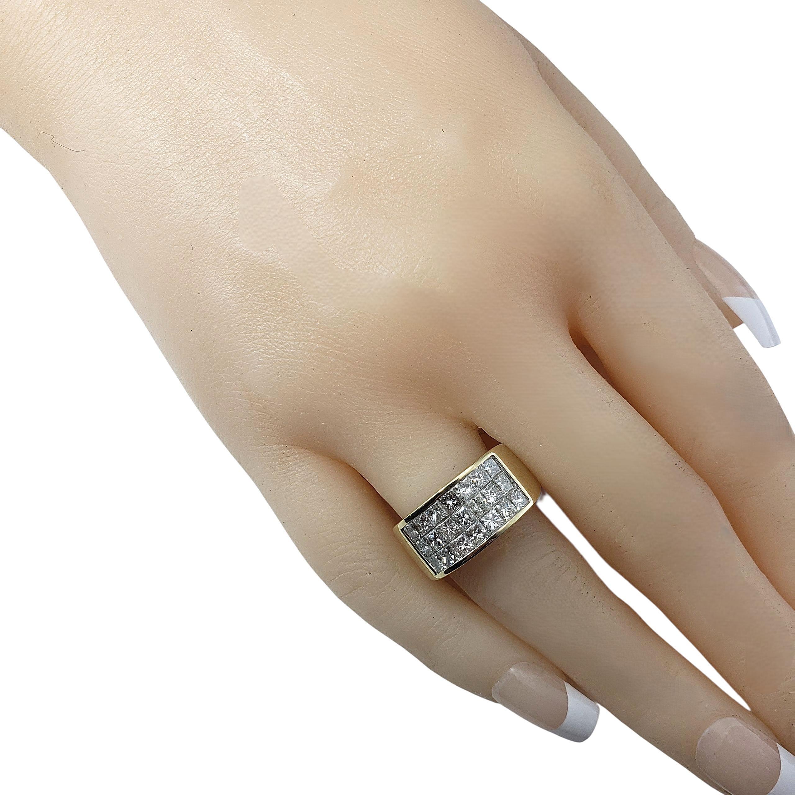 Anello a fascia larga in oro giallo 14 carati con diamante taglio principessa, misura 9 #22370 in vendita 2
