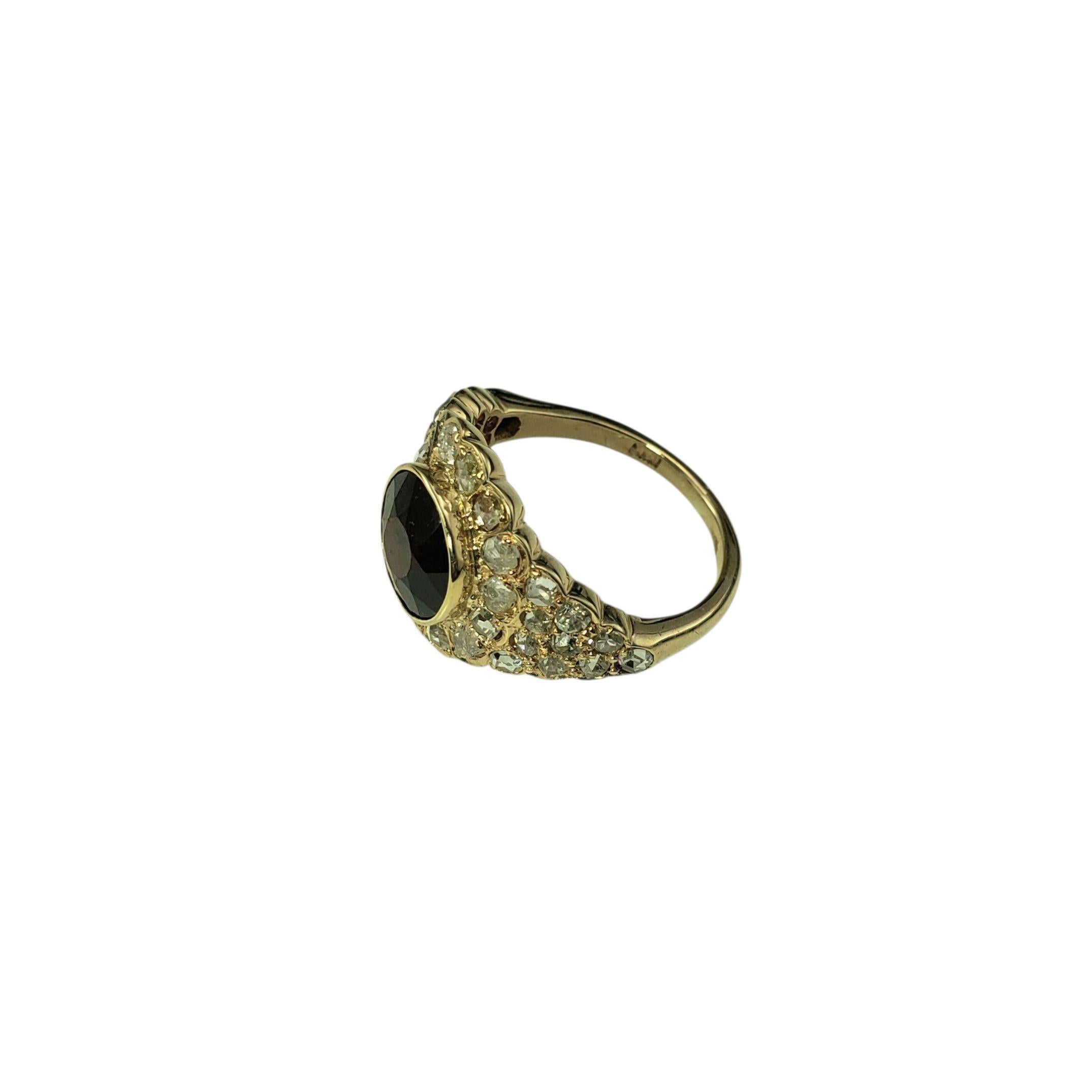 Contemporaneo Anello a grappolo in oro giallo 14 carati con granato e diamanti, misura 5,25-5,5  #22360 in vendita