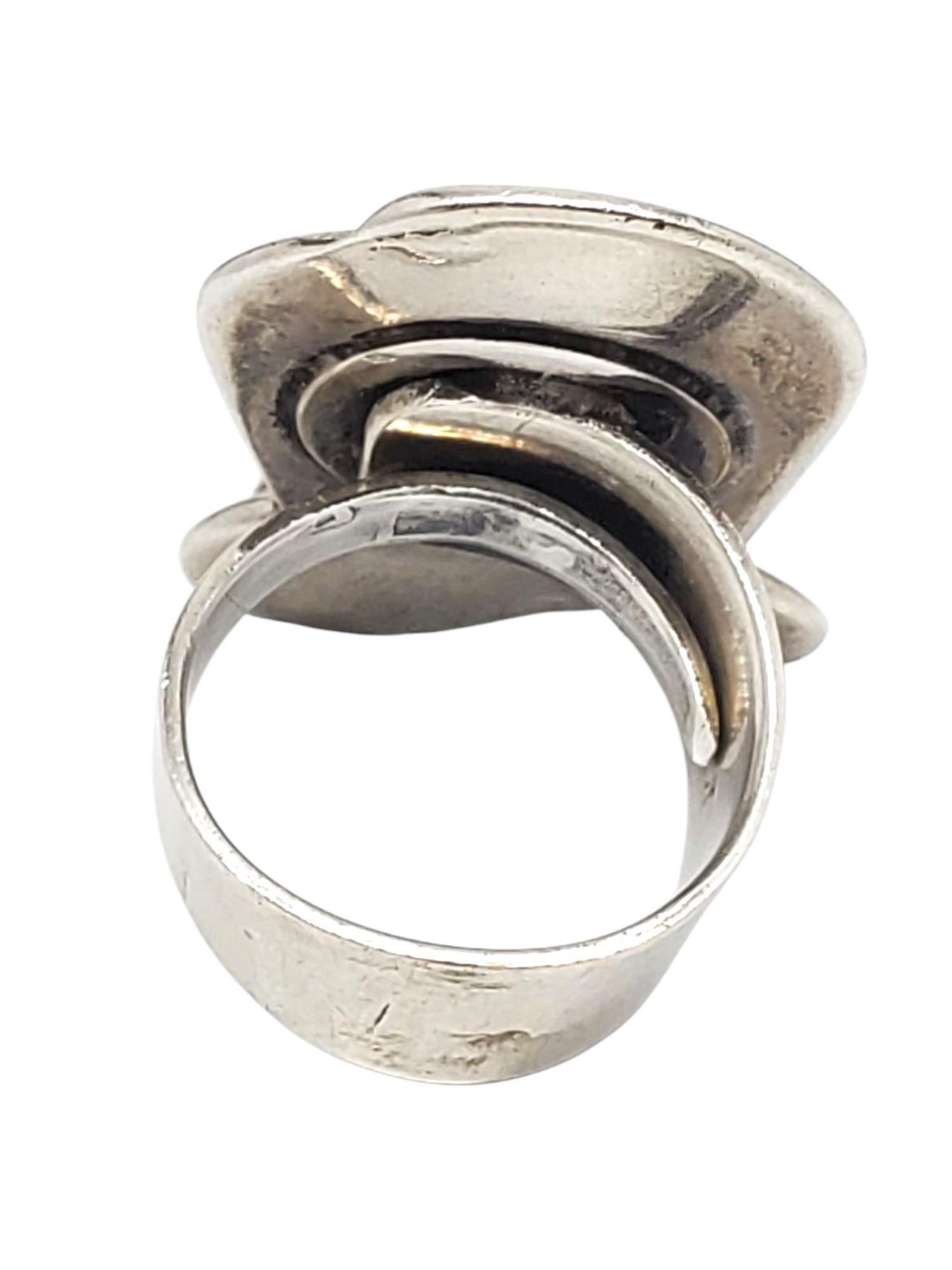 Taglio ovale Paul Miller, anello modernista in argento sterling con agata di fuoco, misura 10 # 21478 in vendita
