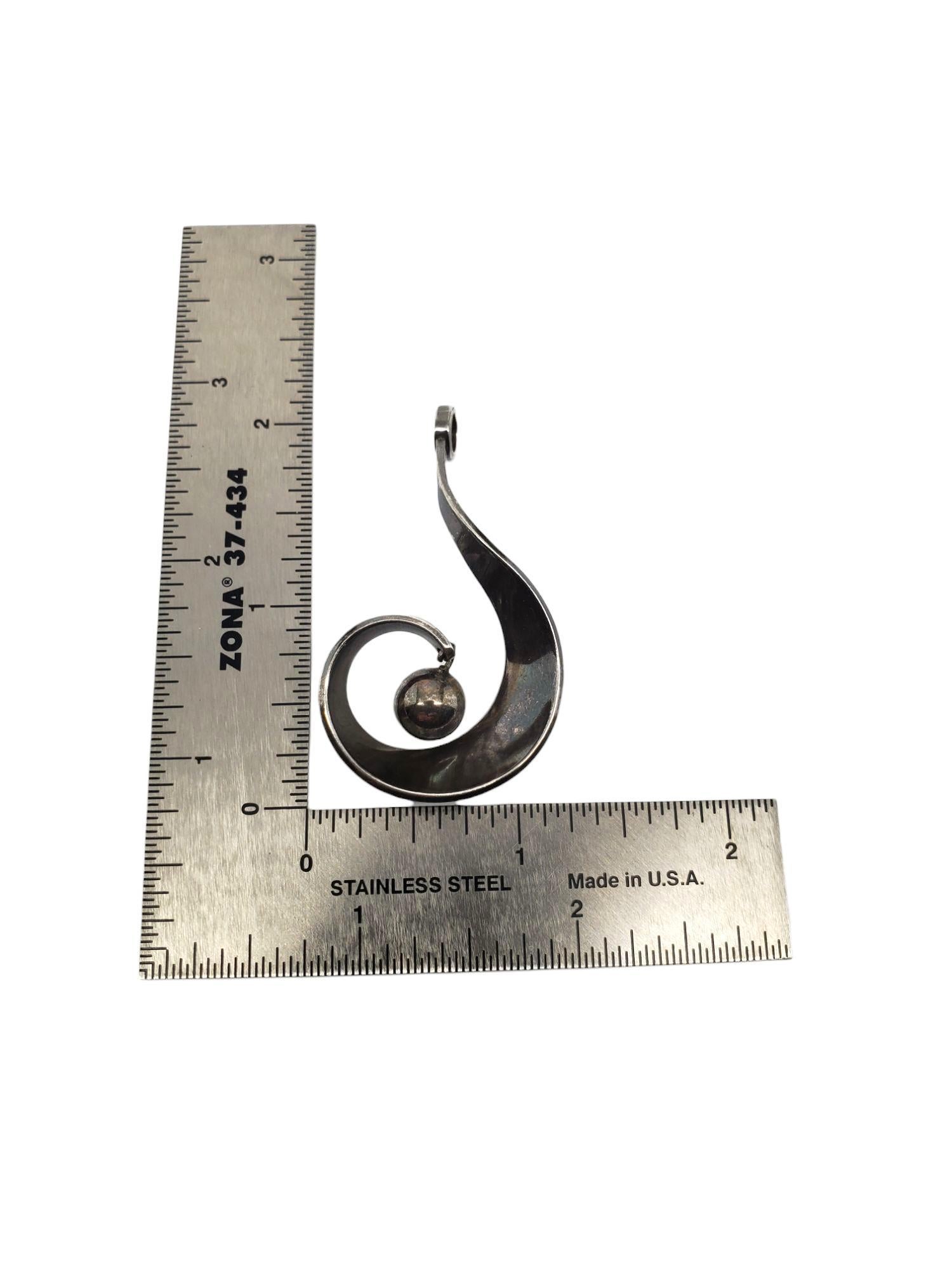 Karl Erik Palmberg Pendentif spirale en argent sterling #21477 en vente 1