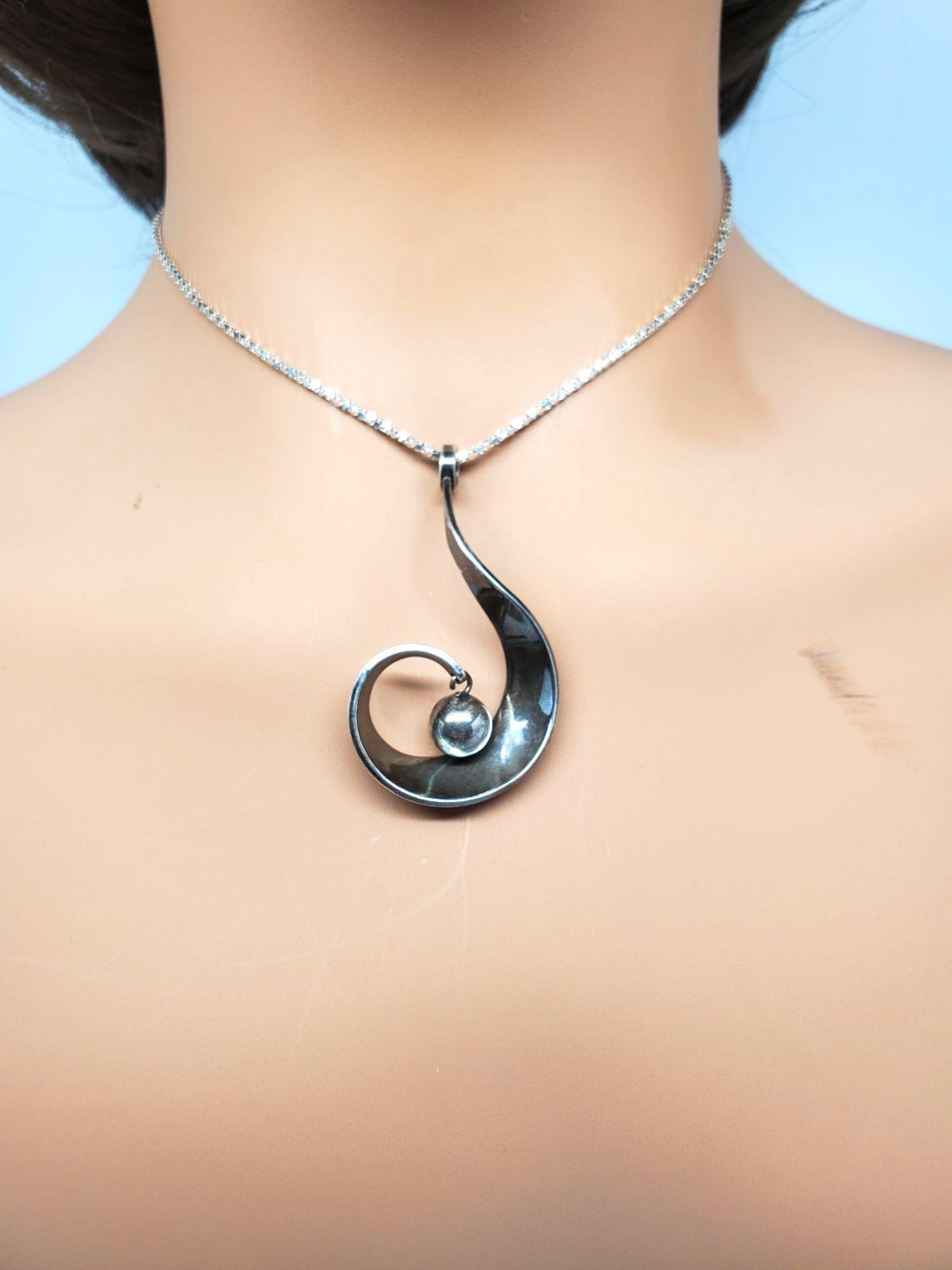 Karl Erik Palmberg Pendentif spirale en argent sterling #21477 en vente 3