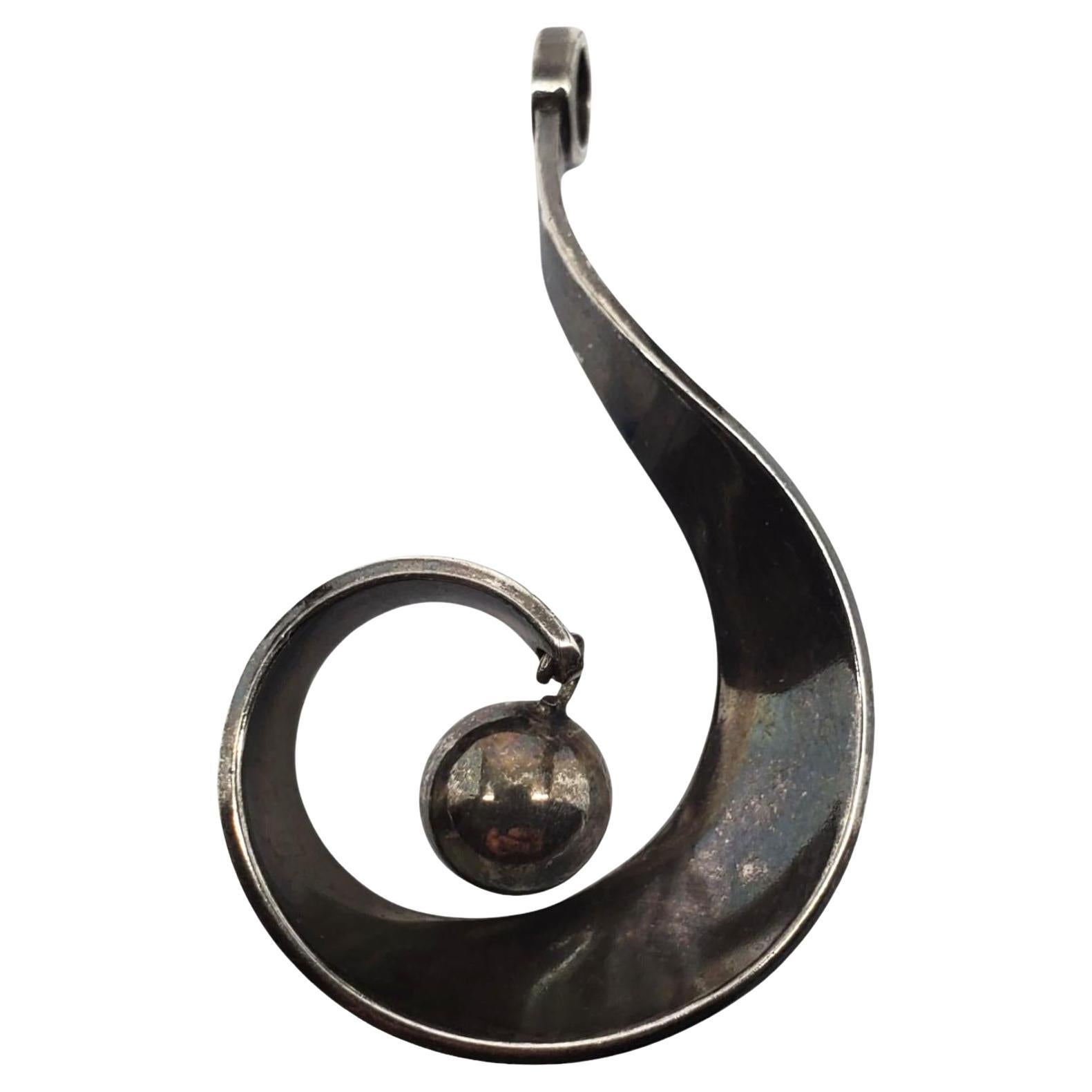 Karl Erik Palmberg Pendentif spirale en argent sterling #21477 en vente