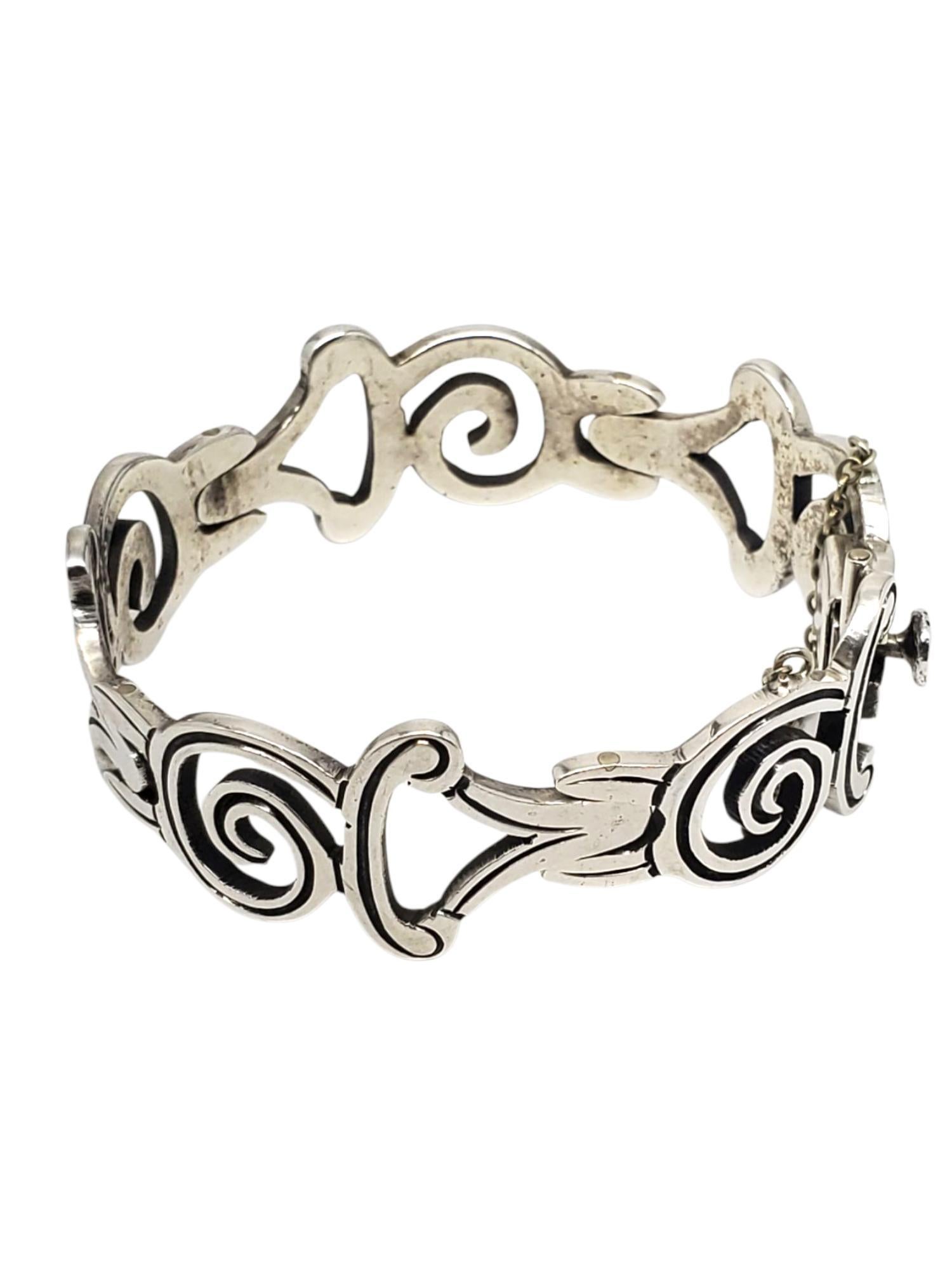 Bracciale a spirale in argento sterling Taxco Mexico #21495 In condizioni buone in vendita a Washington Depot, CT