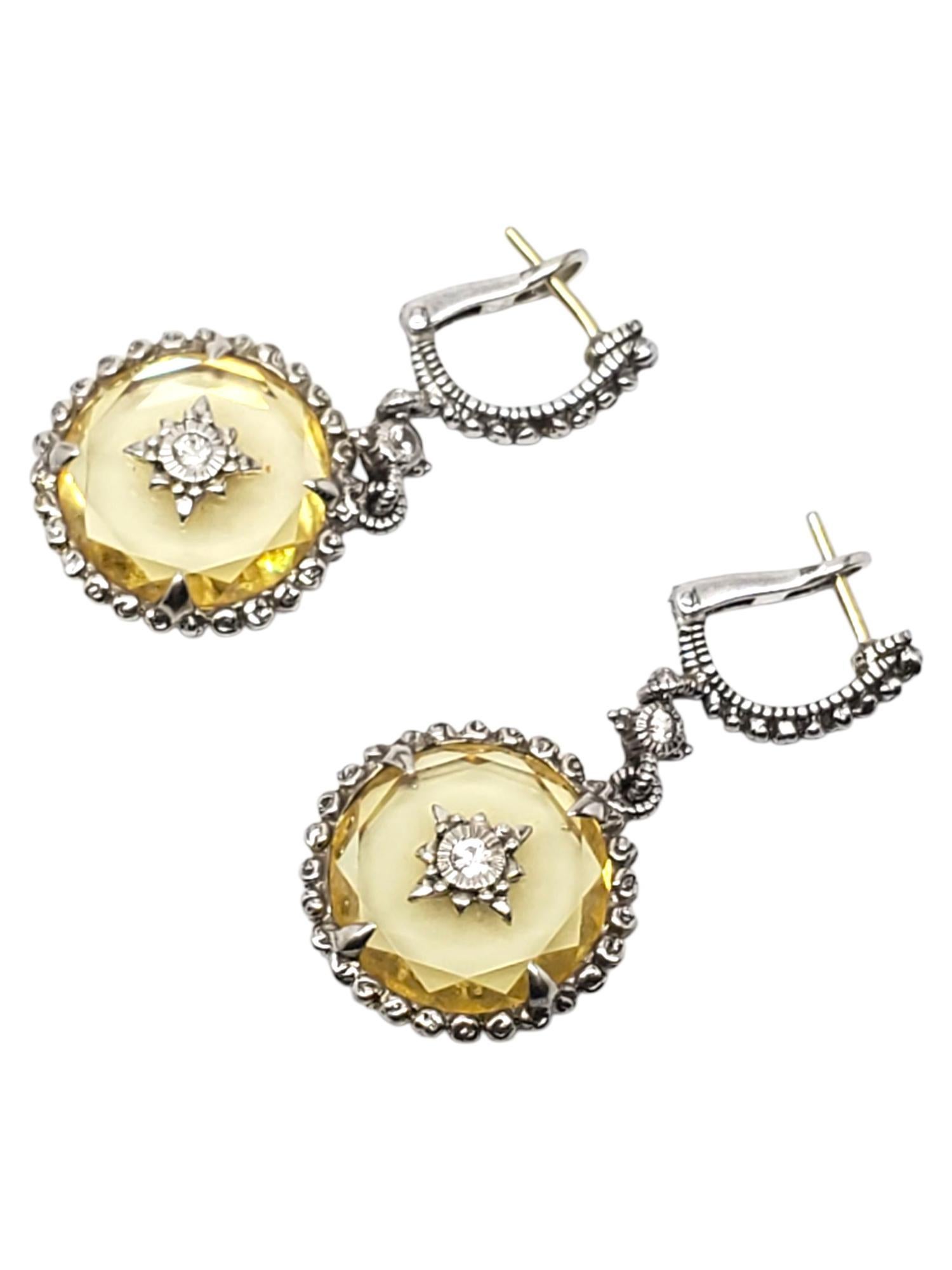 Judith Ripka Boucles d'oreilles pendantes en argent et quartz jaune 18kt #21480 en vente 1