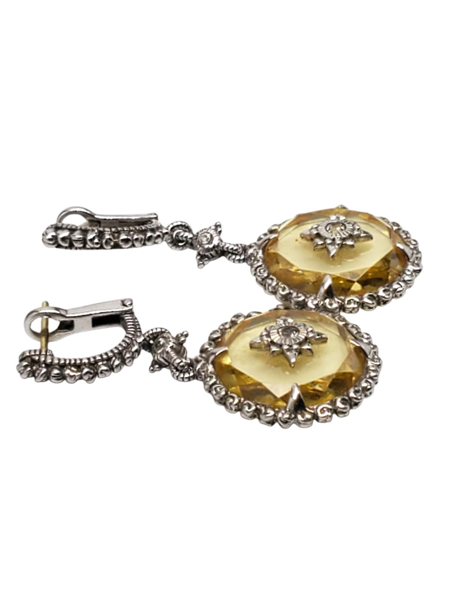 Judith Ripka Boucles d'oreilles pendantes en argent et quartz jaune 18kt #21480 Pour femmes en vente