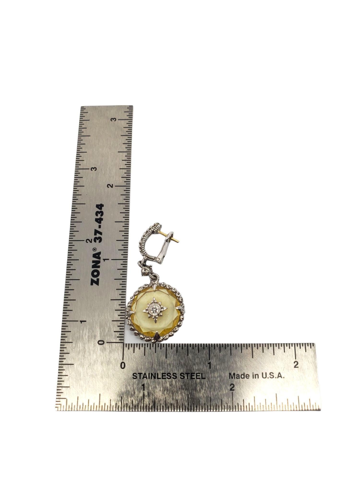 Judith Ripka Boucles d'oreilles pendantes en argent et quartz jaune 18kt #21480 en vente 5