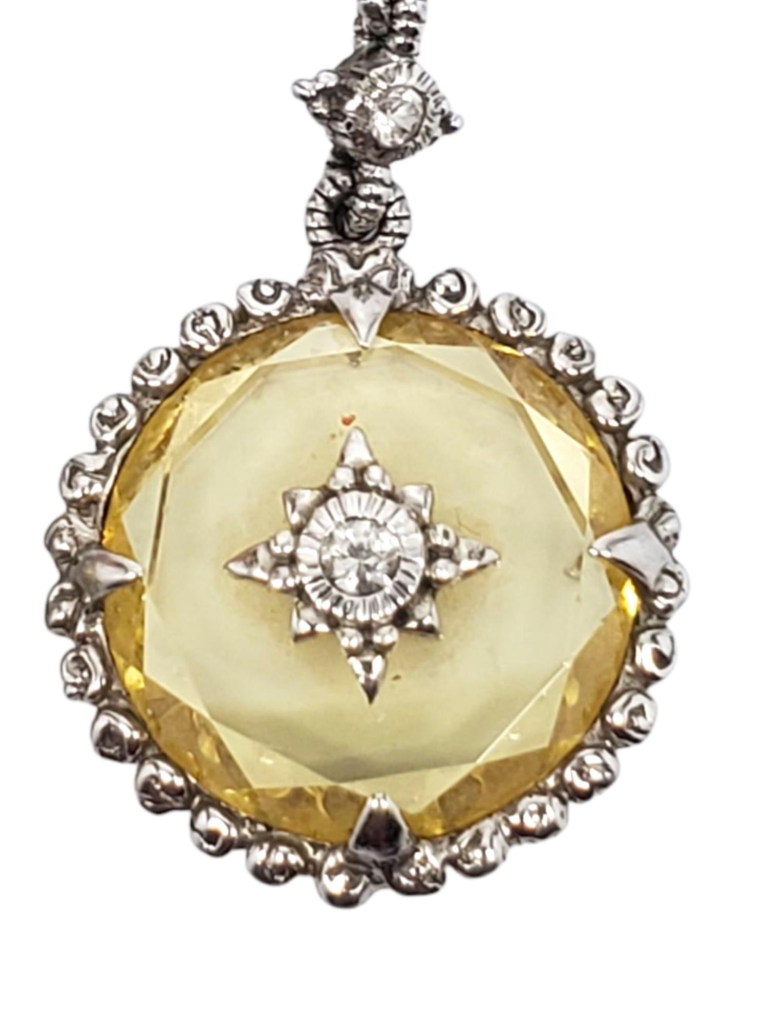 Judith Ripka Boucles d'oreilles pendantes en argent et quartz jaune 18kt #21480 en vente 3