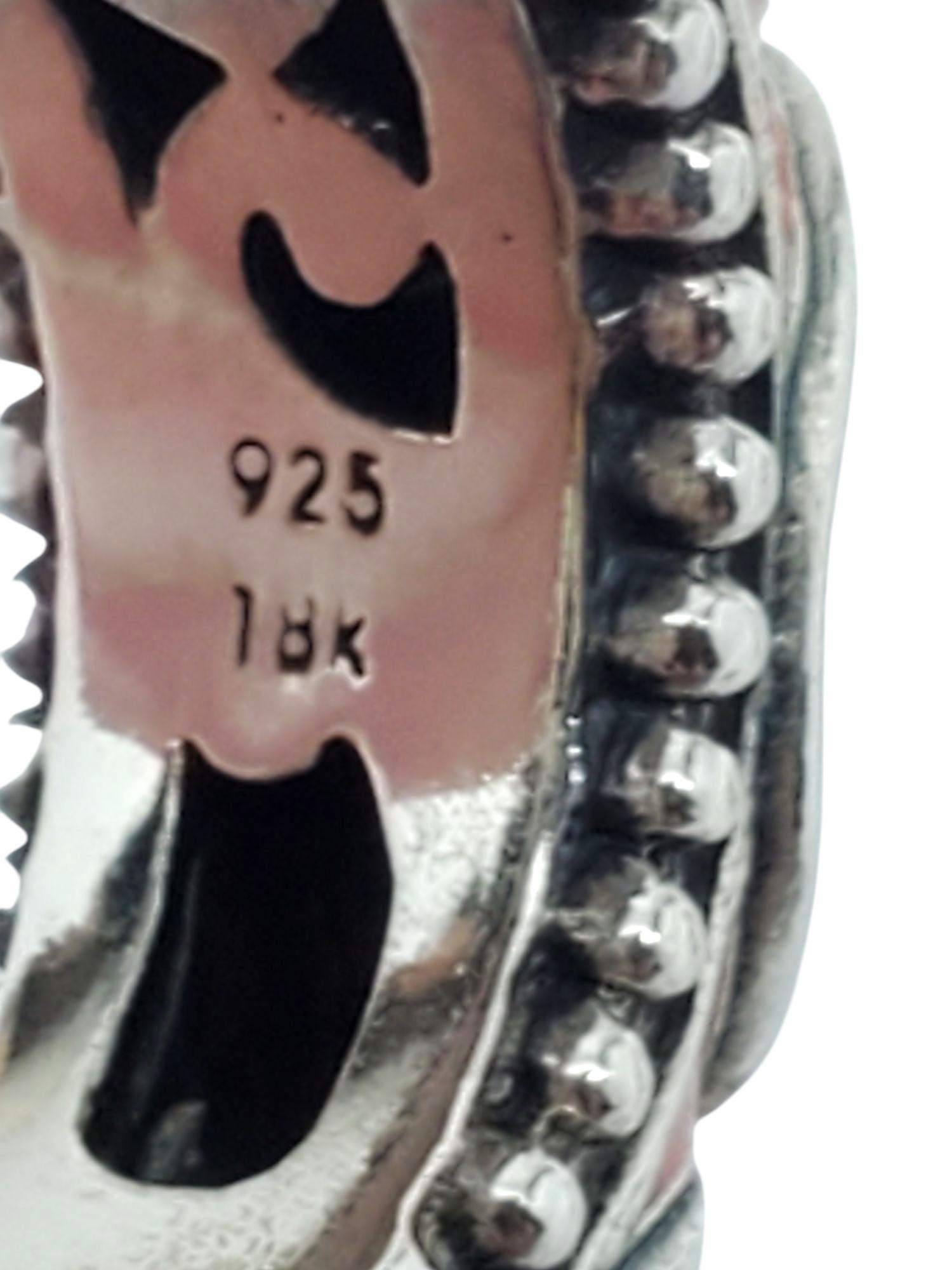 Barbara Bixby in argento sterling 18 carati. Orecchini a cerchio in corallo #21474 in vendita 4