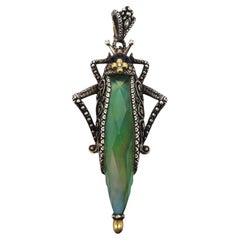 Barbara  Bixby Sterling Silver and 18k Lemon Quartz Grasshopper Pendant #21465