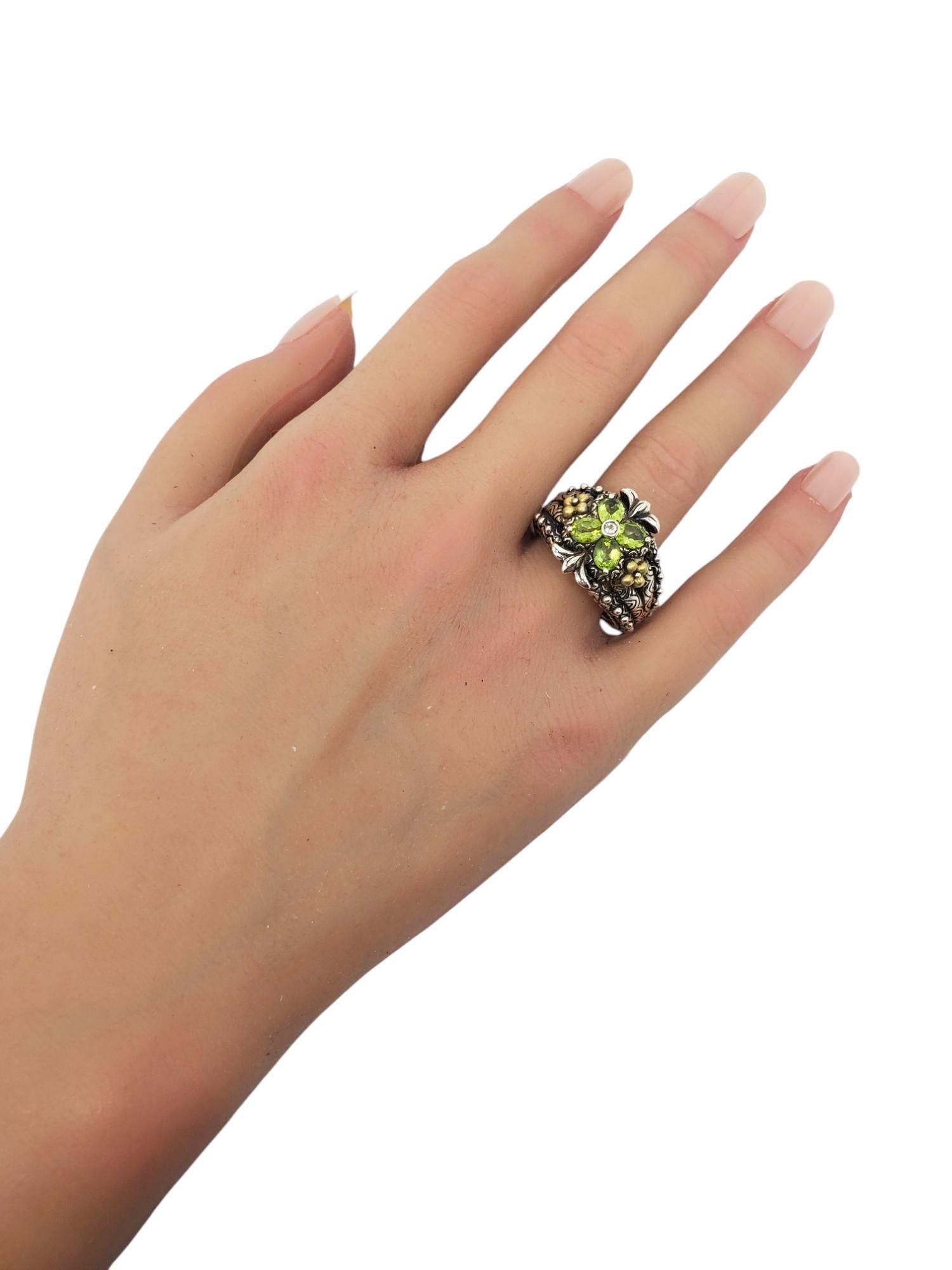 Barbara Bixby Argento e 18 carati. Anello di peridoto misura 10 #21462 in vendita 2