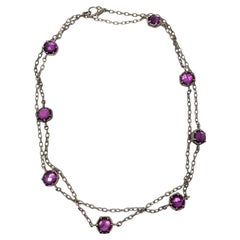 Judith Ripka Raspberry Quartz Station Necklace #21461