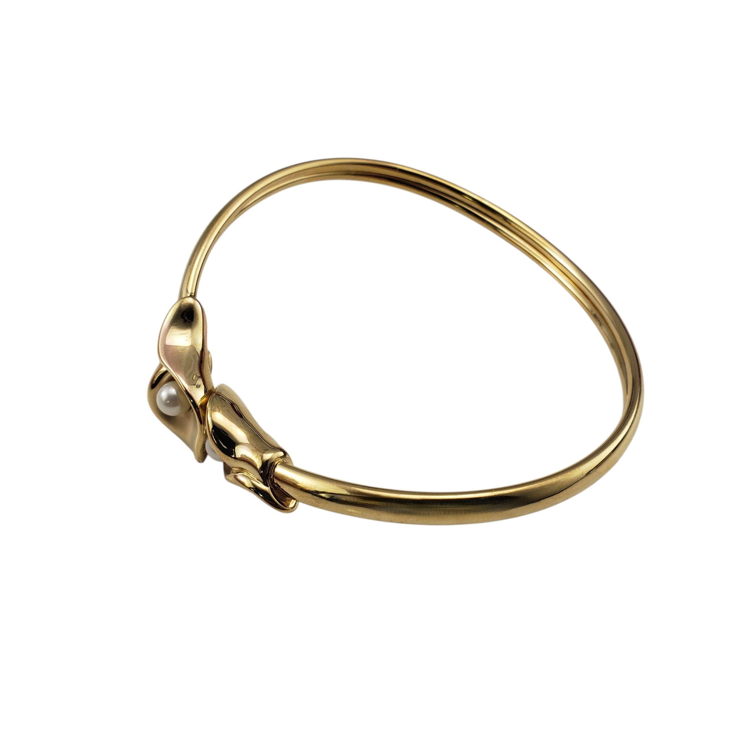 Taglio rotondo Bracciale con giglio della calla in oro giallo 14K e perle #22414 in vendita