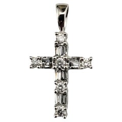Vintage 14 Karat White Gold Diamond Cross Pendant #22419