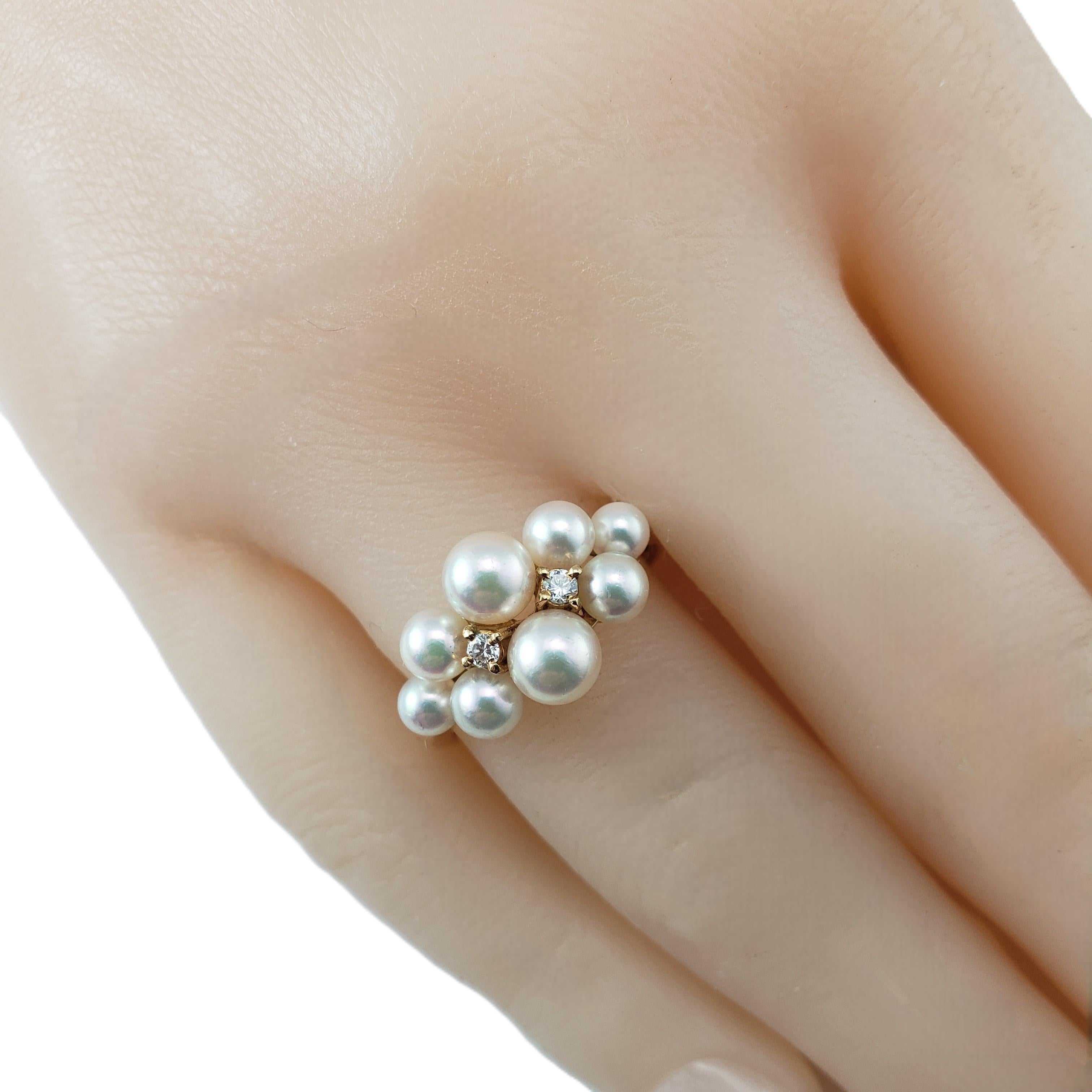 18 Karat Gelbgold Perle und Diamant Cluster Ring Größe 7 #22396 im Angebot 3