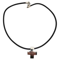James Avery Sterling Silver Cross Pendant On Leather Cord #21443