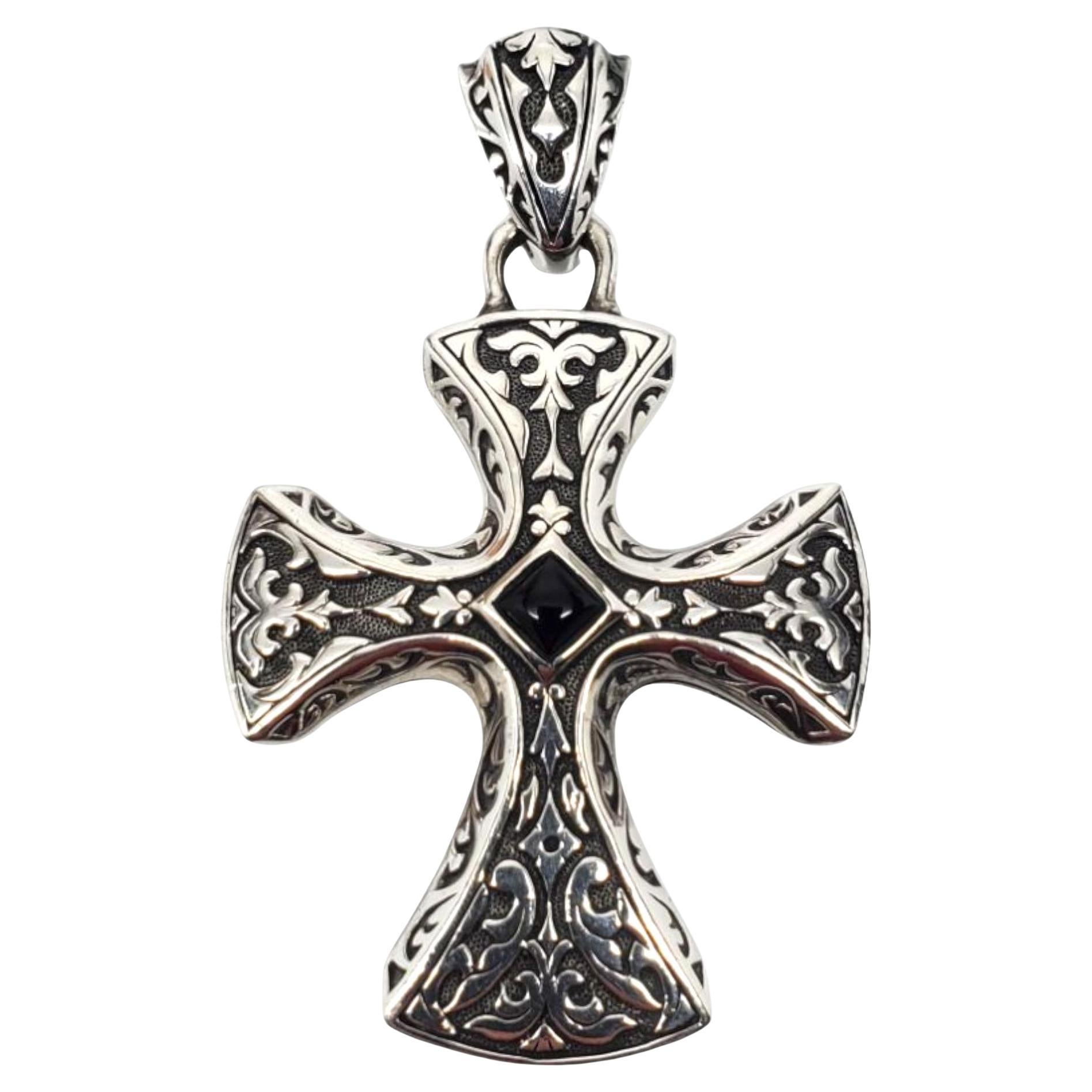 Scott Kay Colgante grande de plata de ley con cruz de ónix nº 2144 en venta