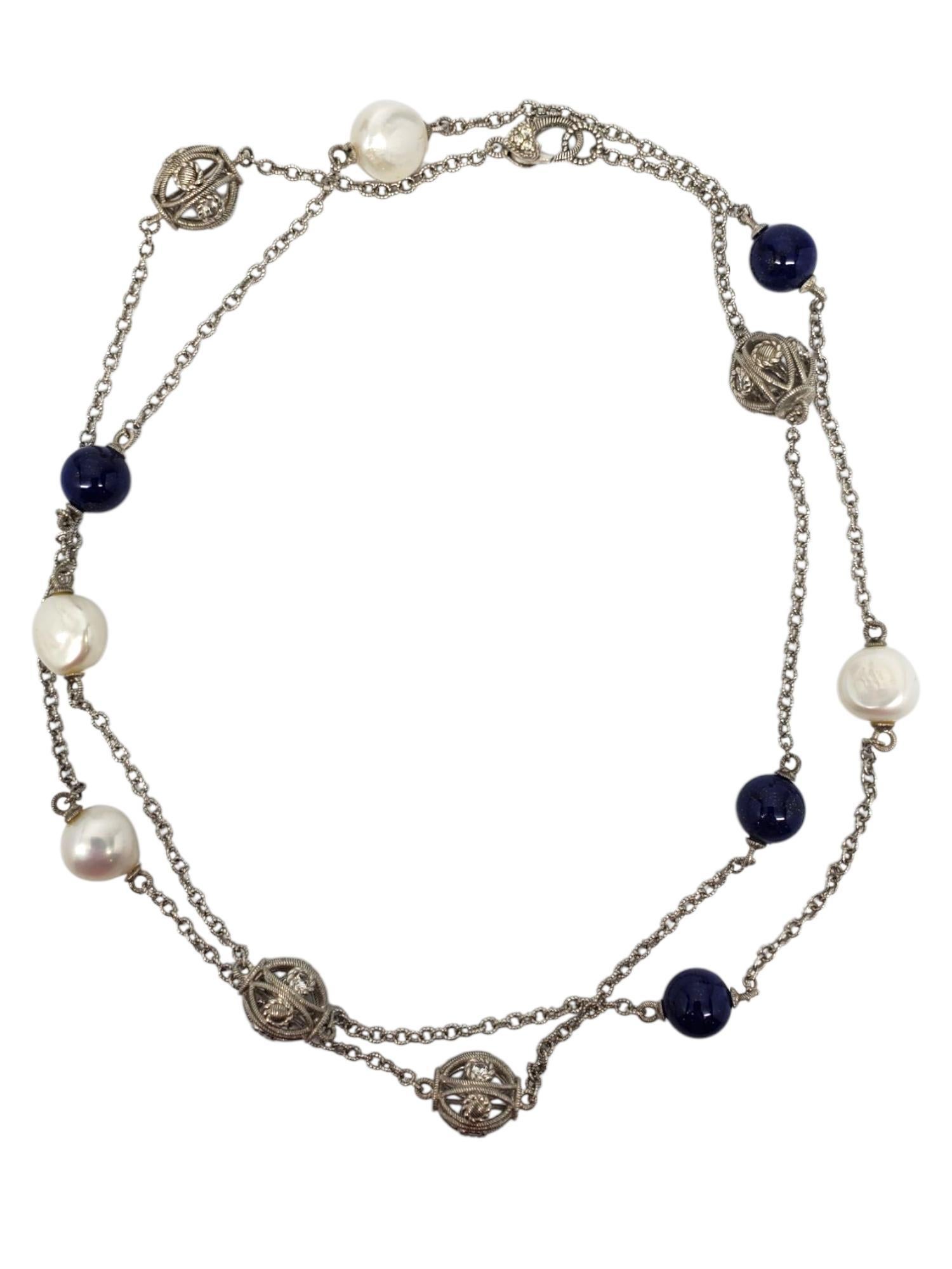 Judith Ripka Collar de estación de plata de ley con perlas de lapislázuli nº 21 460 en venta