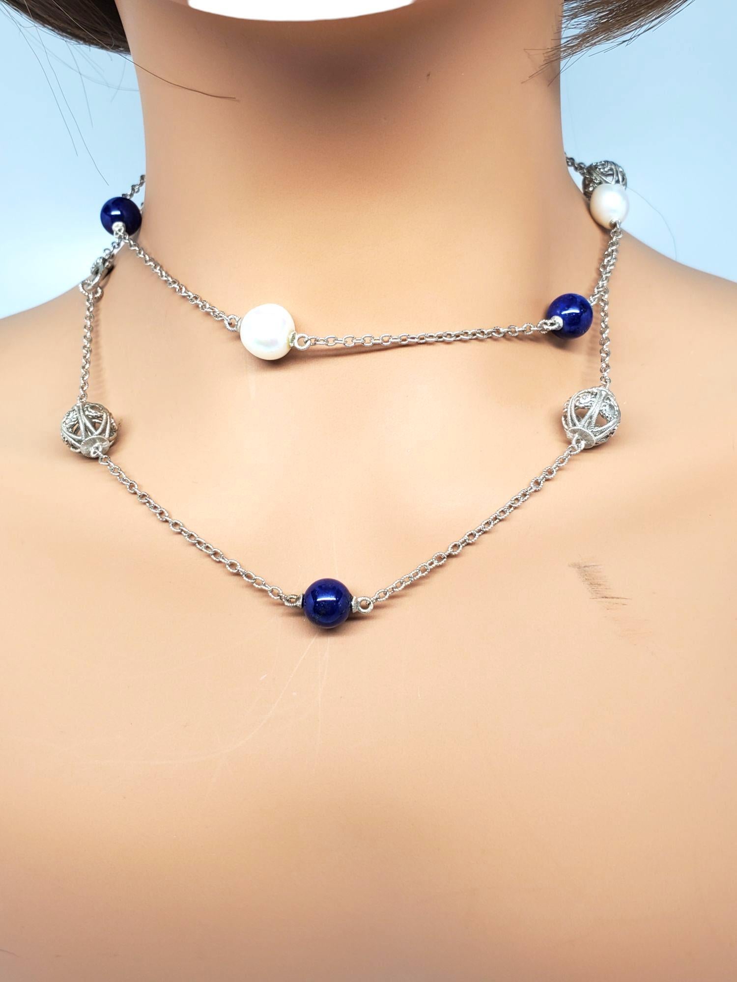 Judith Ripka Collar de estación de plata de ley con perlas de lapislázuli nº 21 460 en venta 4