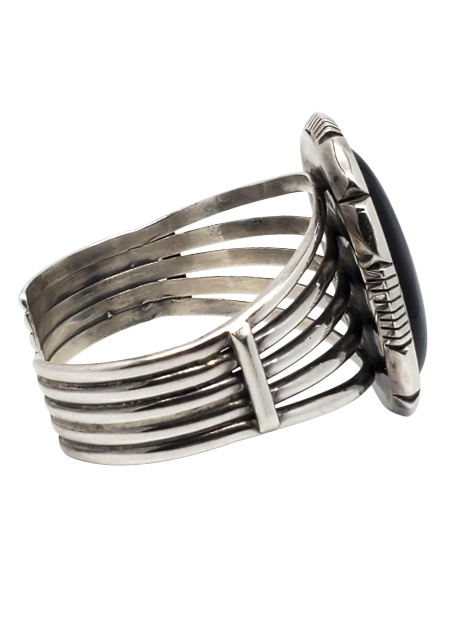 Pulsera brazalete grande de ónix de plata de ley nº 21440 en Bueno estado para la venta en Washington Depot, CT