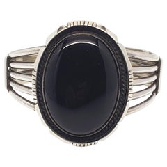 Pulsera brazalete grande de ónix de plata de ley nº 21440