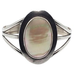 Pulsera brazalete de nácar de plata de ley de los indios americanos nº 21431