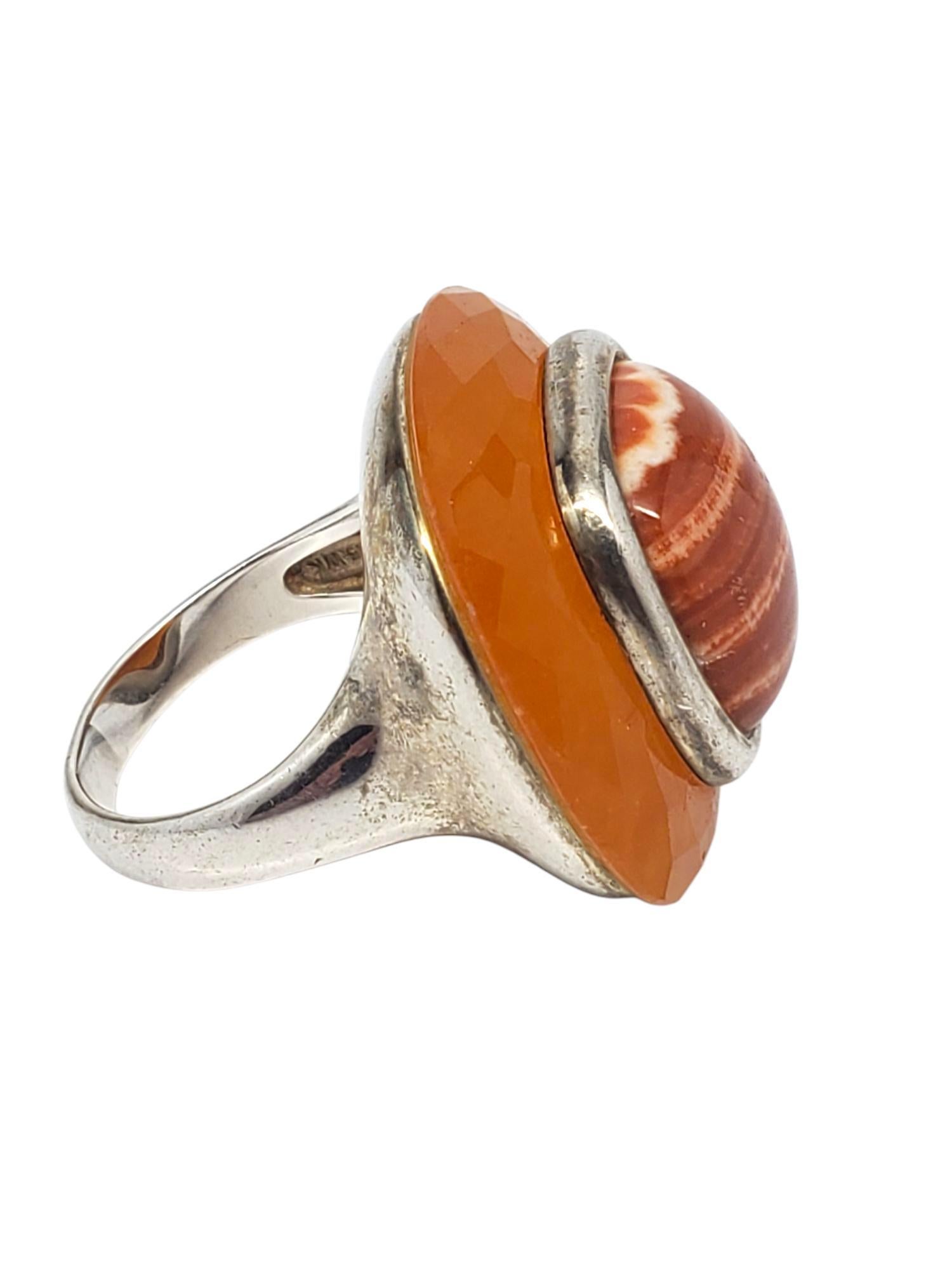 Cabochon Whitney Kelly Anello con cupola di corniola in argento sterling misura 11 #21413 in vendita