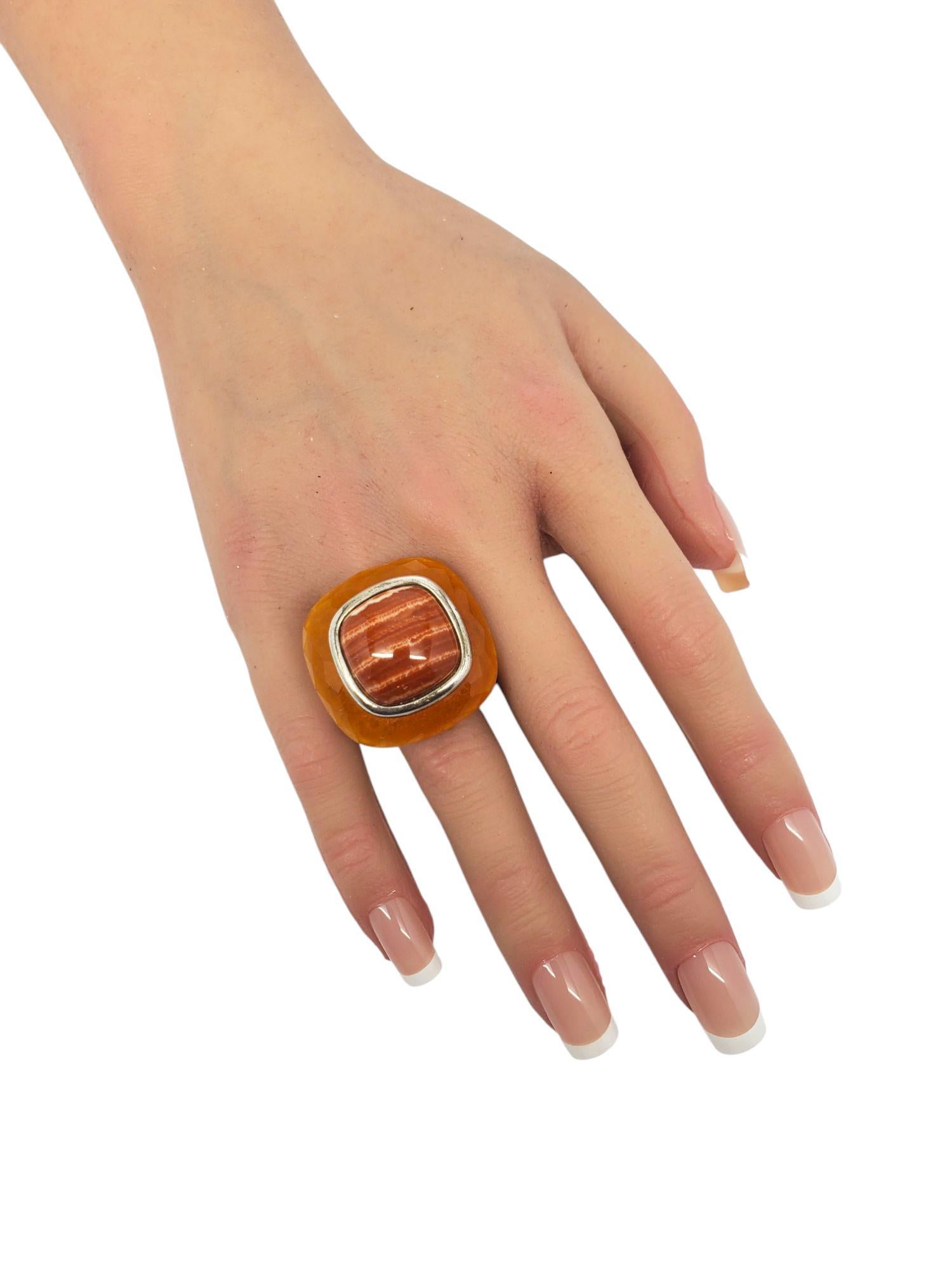 Donna Whitney Kelly Anello con cupola di corniola in argento sterling misura 11 #21413 in vendita