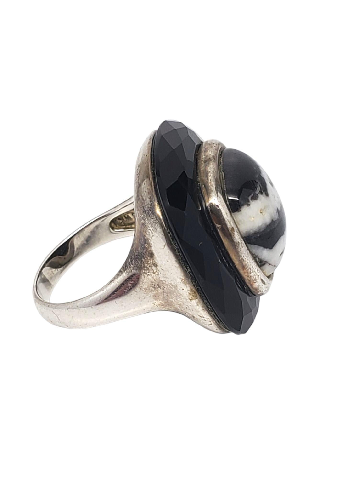 Donna Whitney Kelly, in argento sterling, anello con cupola a strisce zebrate, misura 11 #21412 in vendita