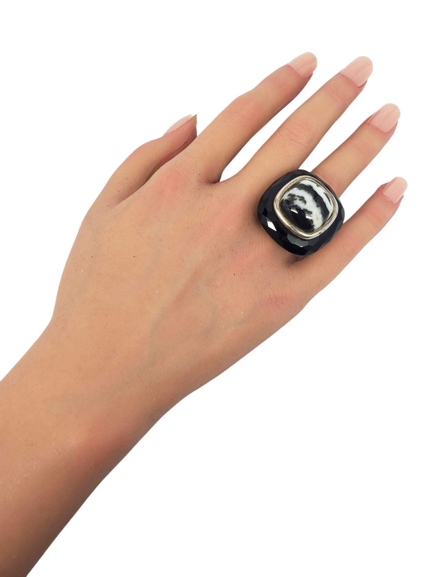 Whitney Kelly, in argento sterling, anello con cupola a strisce zebrate, misura 11 #21412 in vendita 3