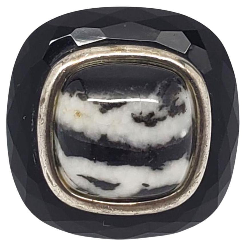 Whitney Kelly, in argento sterling, anello con cupola a strisce zebrate, misura 11 #21412 in vendita