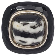 Vintage Whitney Kelly Sterling Silver Zebra Striped Dome Ring Size 11 #21412