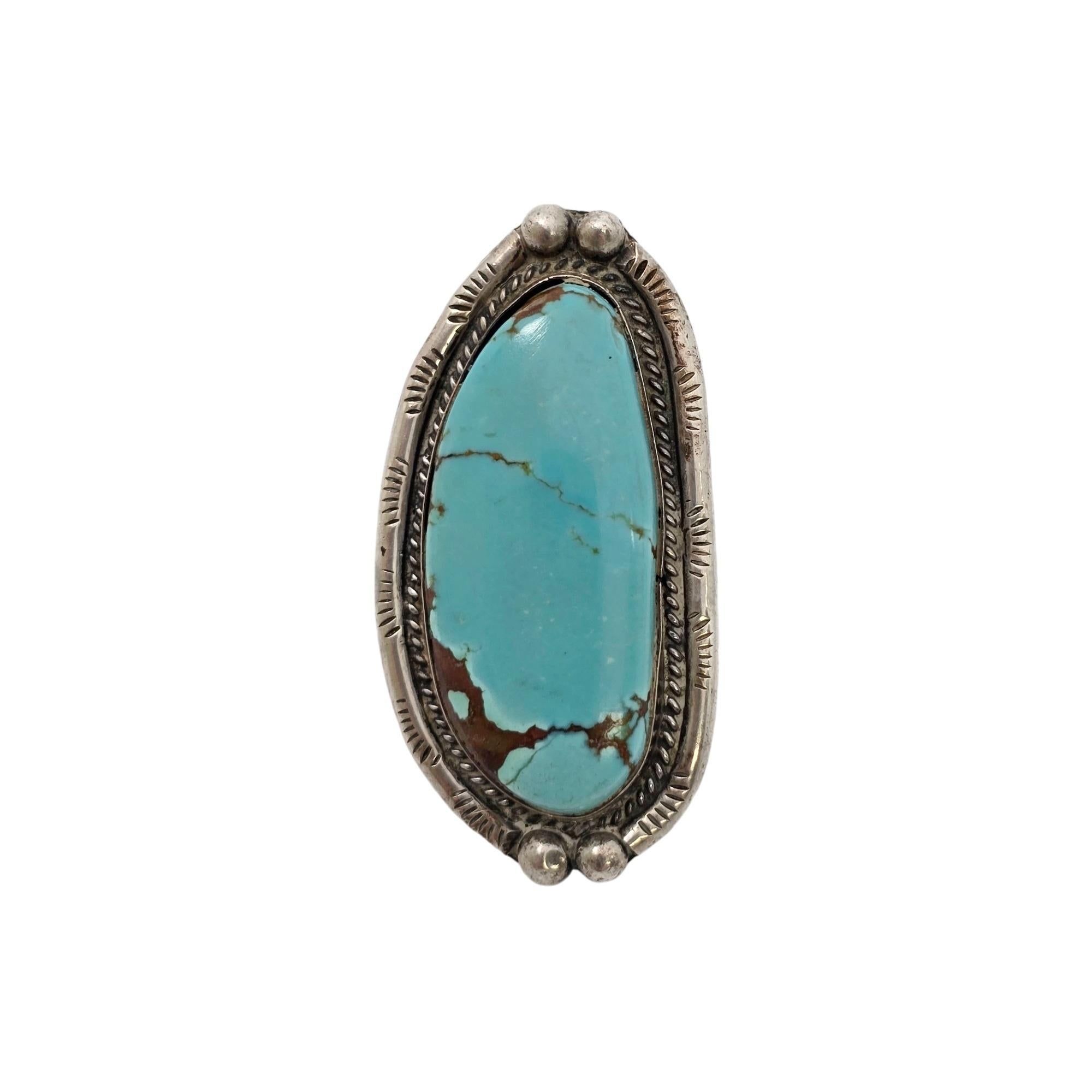 Anello nativo americano in argento sterling con turchese grande misura 7 #22477