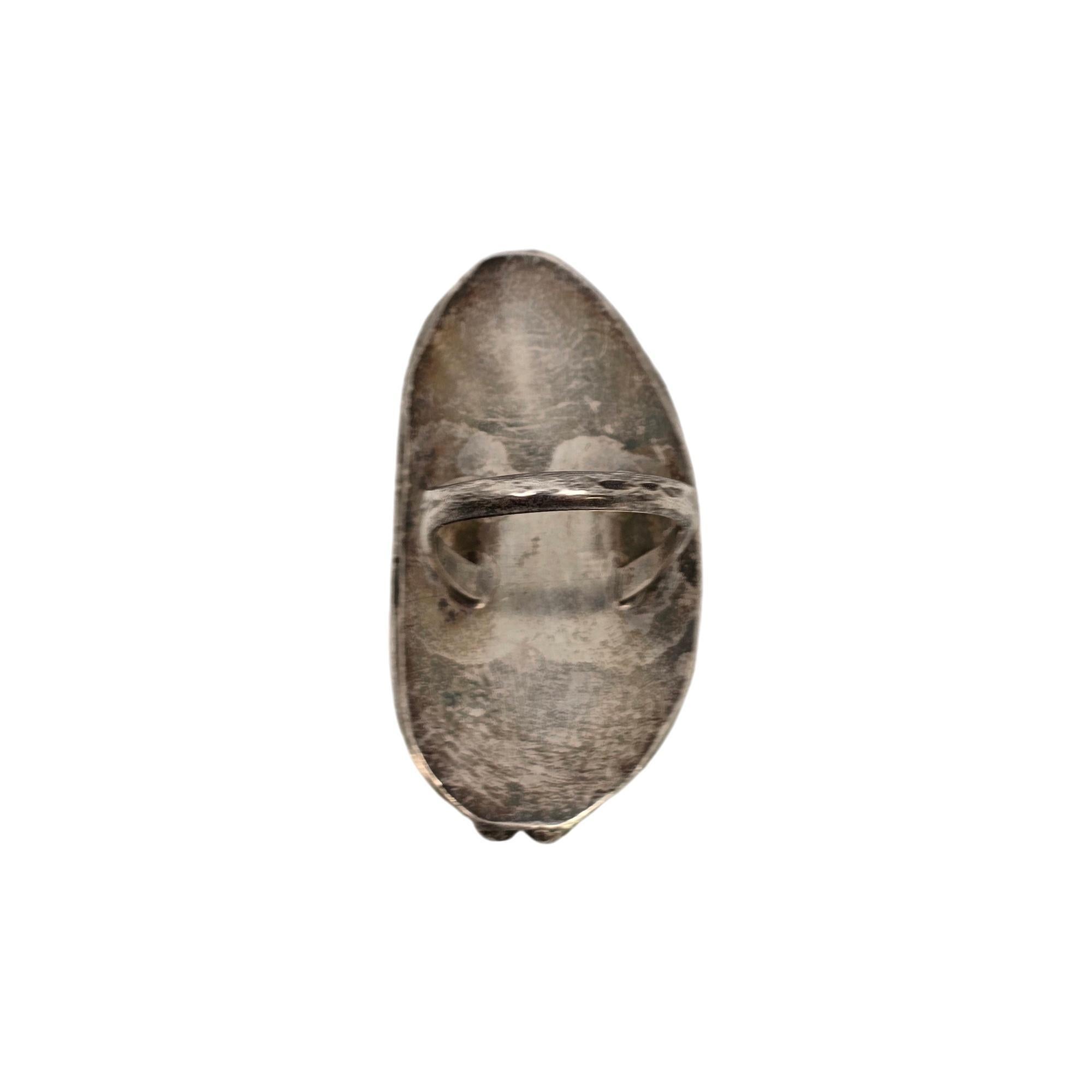 Anello nativo americano in argento sterling con turchese grande misura 7 #22477 in vendita 1