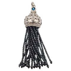 Ciondolo con nappe in argento 925 sfaccettato con pietre blu #21692