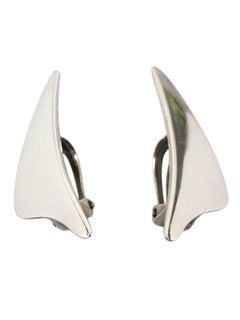 Aarre & Krogh Argent Sterling Boucles d'oreilles à pince Moderniste Danois #21694