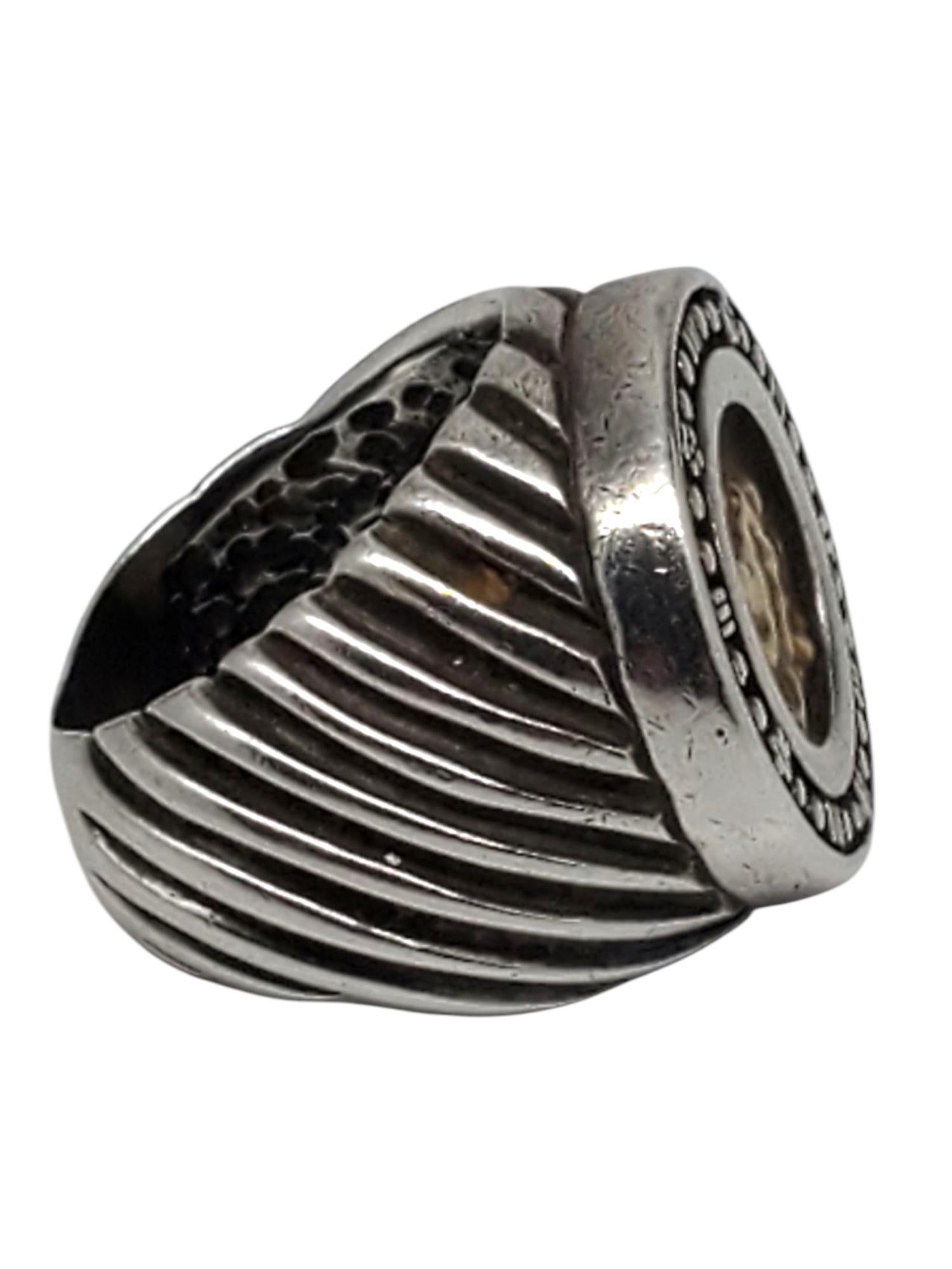 Anello Signet Tagliomanti Menegatti in argento sterling e oro giallo 14K misura 7 #21673 in vendita 3