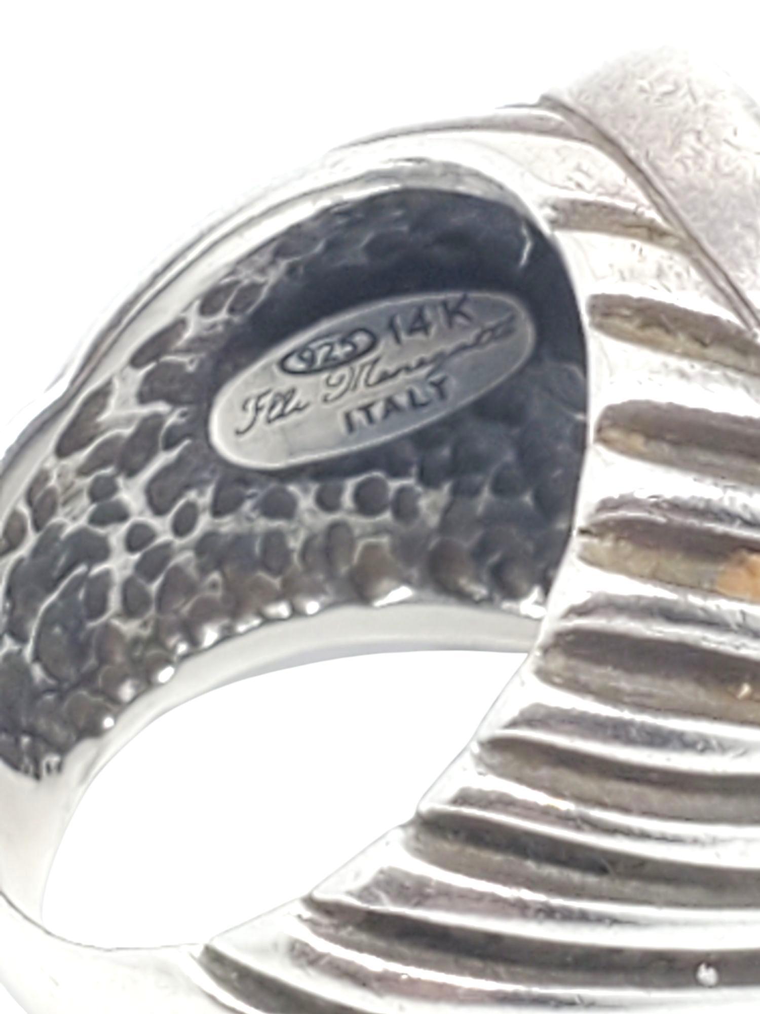 Anello Signet Tagliomanti Menegatti in argento sterling e oro giallo 14K misura 7 #21673 in vendita 1