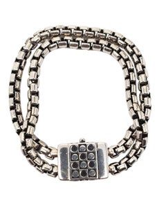 Vintage Zina Sterling Silver Double Box Link Bracelet #21623