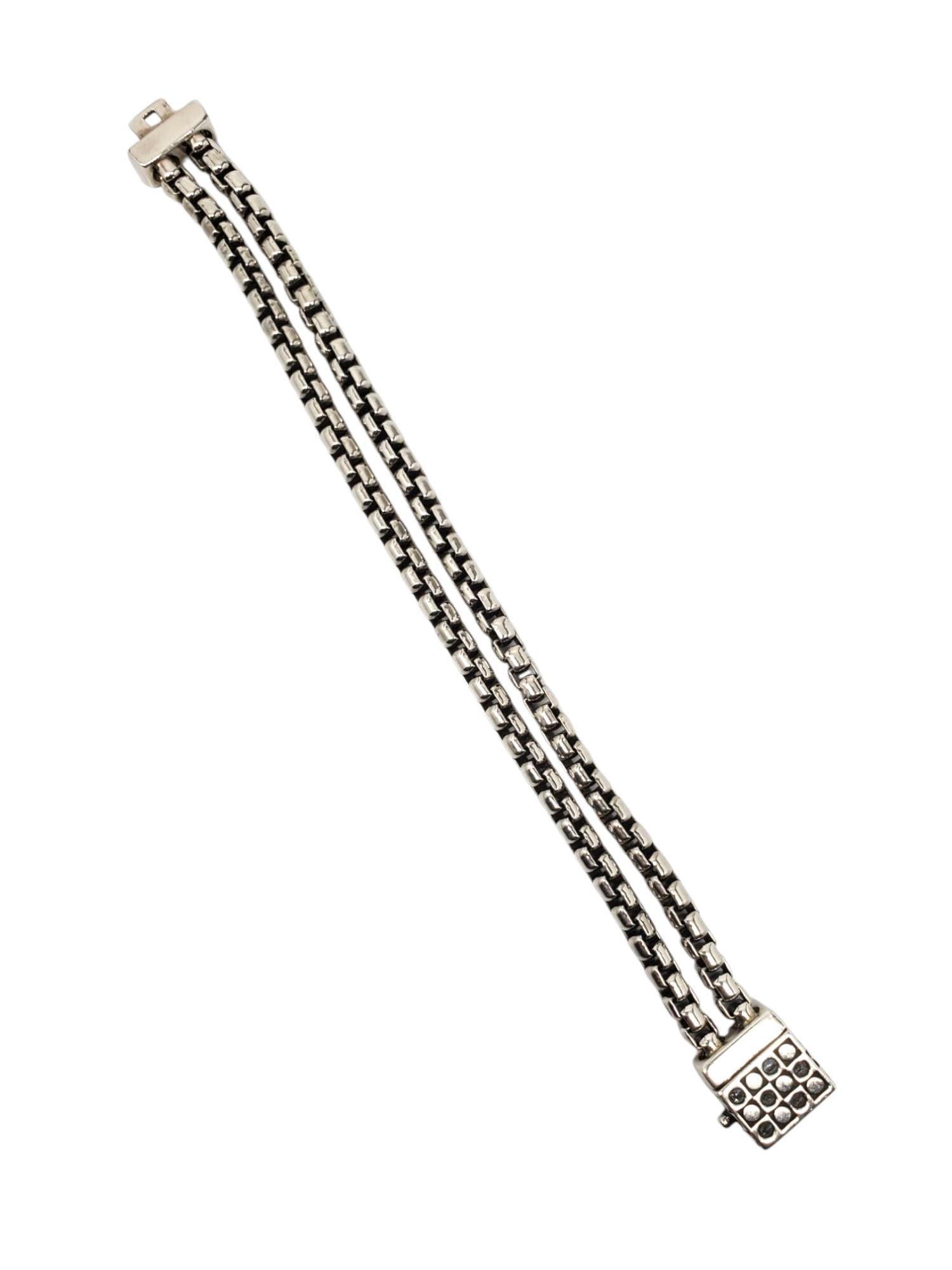 Zina Sterling Silver Double Box Link Bracelet #21623 Bon état - En vente à Washington Depot, CT
