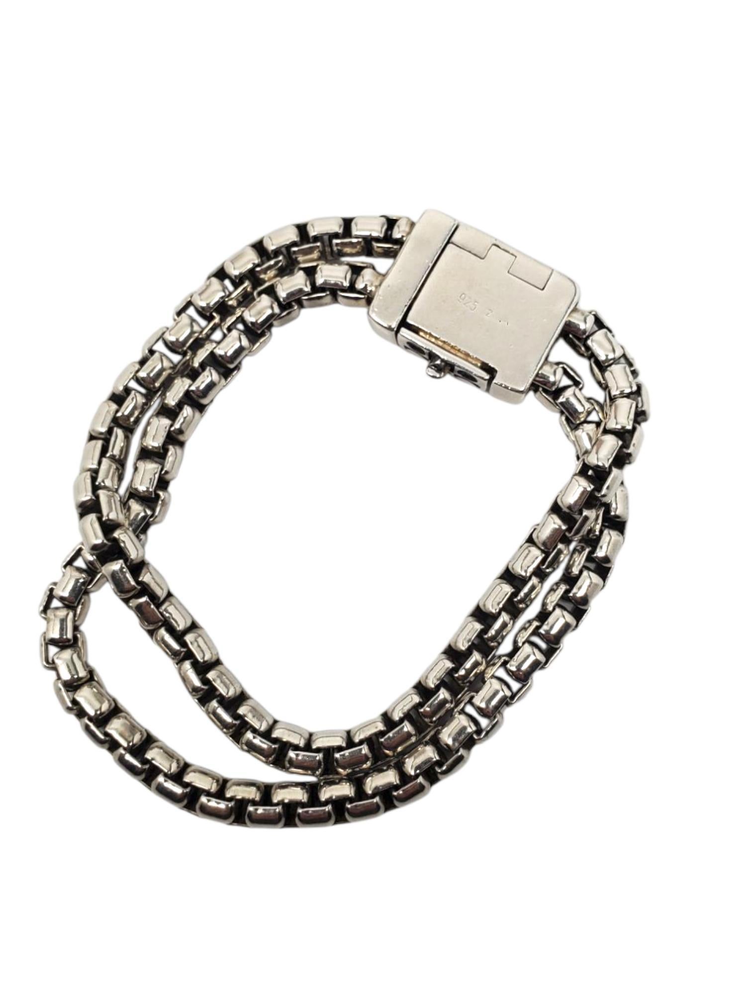 Zina Sterling Silver Double Box Link Bracelet #21623 Pour femmes en vente
