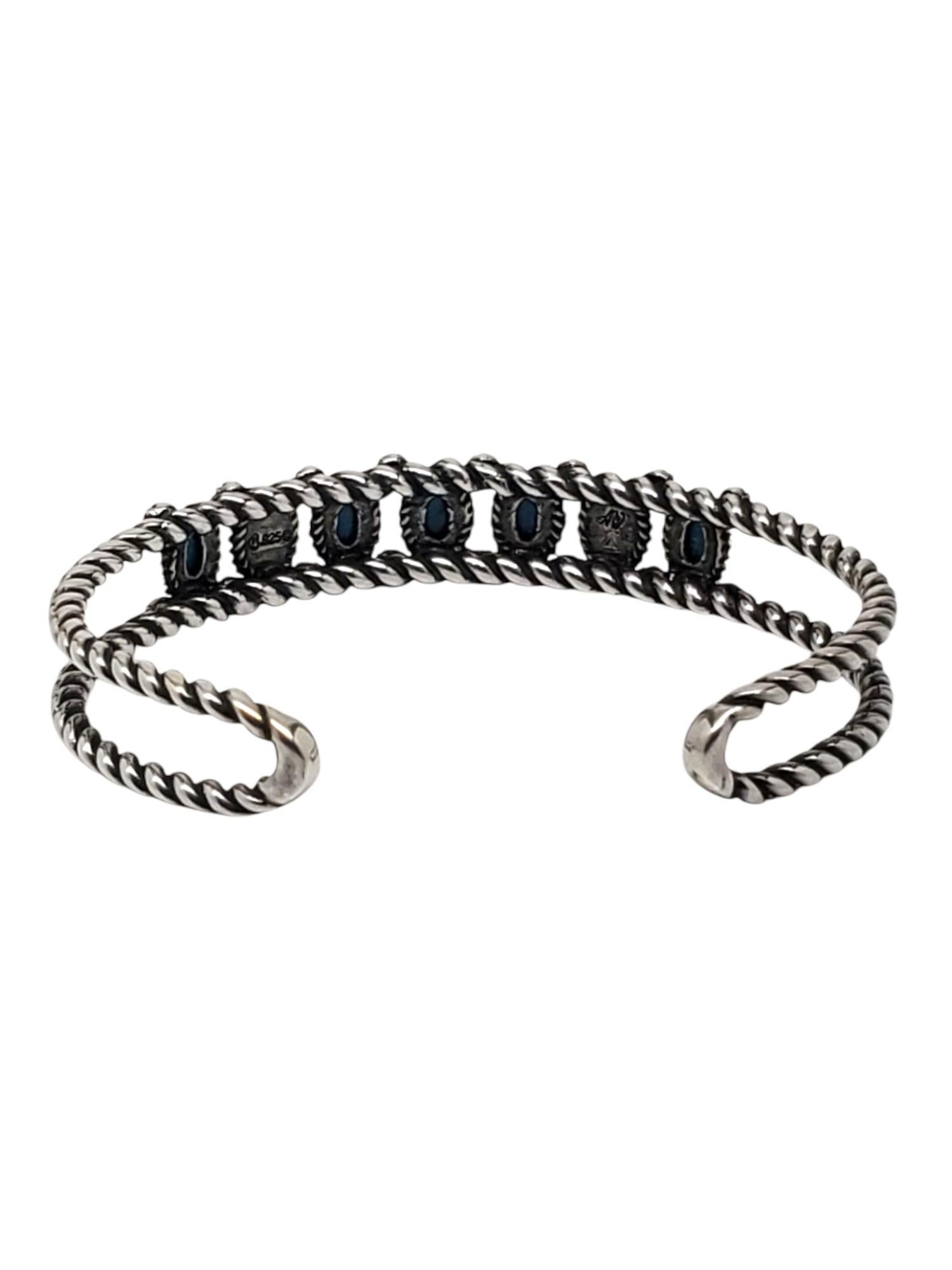 Taglio ovale Carolyn Pollack Bracciale in corda di turchese in argento sterling #21621 in vendita