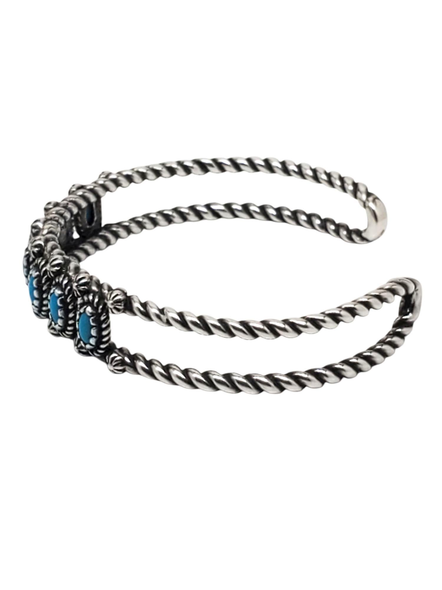 Carolyn Pollack Bracciale in corda di turchese in argento sterling #21621 In condizioni buone in vendita a Washington Depot, CT
